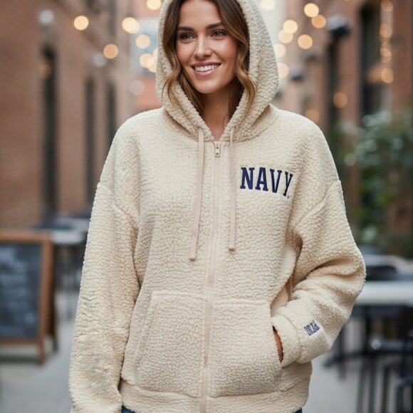 PINK Victoria's Secret Jackets & Blazers - Victoria's Secret Pink USN Sherpa Hoodie